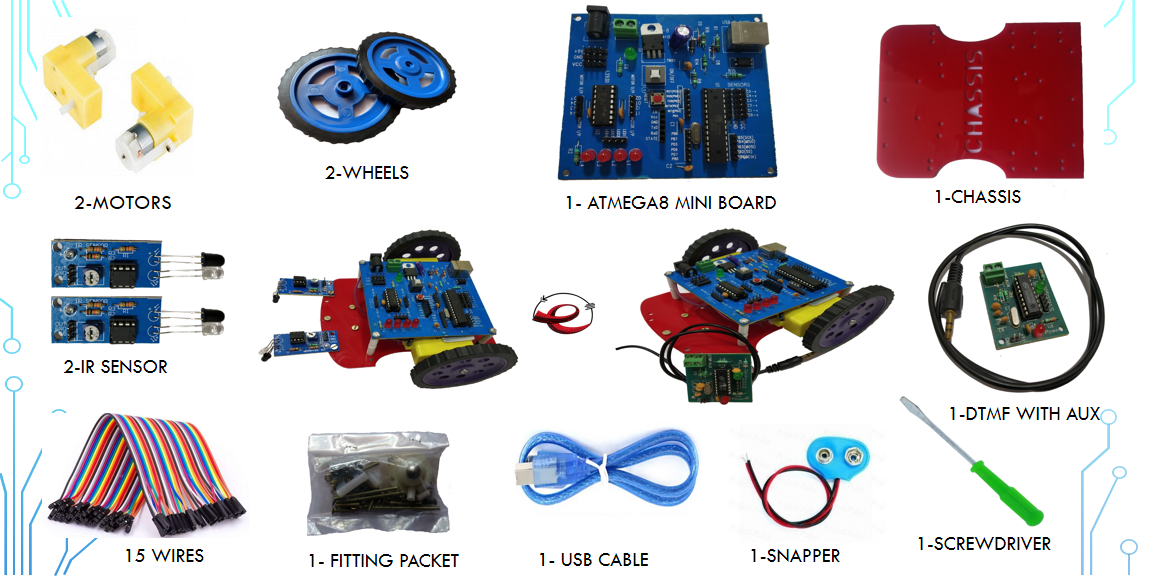  Mobile Controlled & Line Follower Programmable Robotic DIY Kit