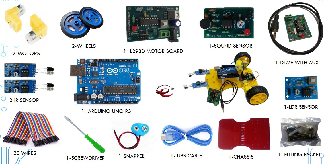 16 in 1 Multipurpose Arduino Uno Based Robotic DIY Kit