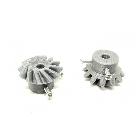 1 Pair 3D Printed Plastic Helical Bevel Gear 12 Teeth 33mm dia 10mm Width 6mm hole 2.5 Module for DIY Projects