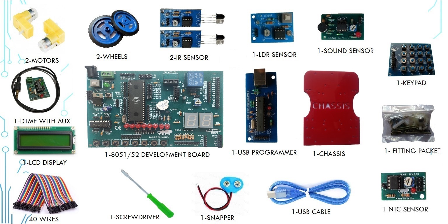89S51/89S52 Microcontroller Development Advance DIY KIT(8051 Board + Programmer + Other Interfacing 