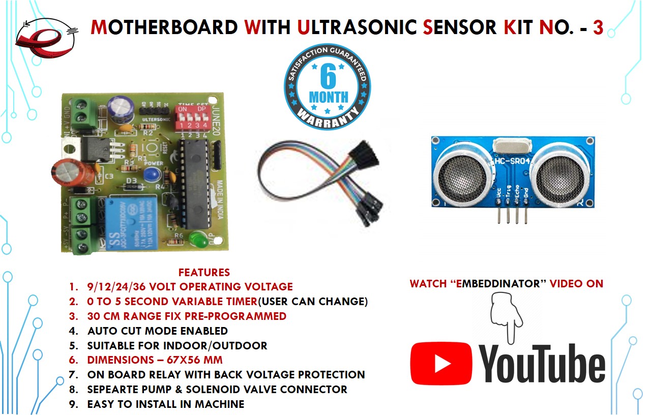 Motherboard PCB with Ultrasonic Sensor with Timer Adjuster Version 3 ...