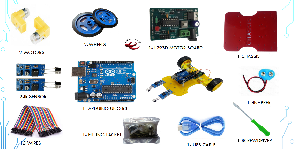 10 in 1 Multipurpose Line Follower UNO Based DIY Robotic Kit