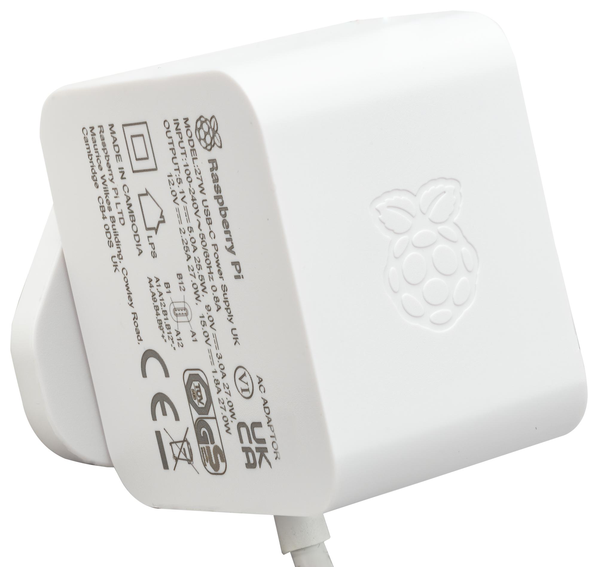 Official 27W USB-C PD Power Supply for Raspberry Pi 5