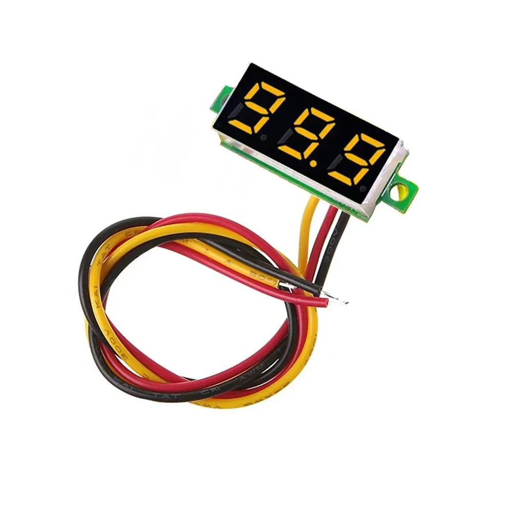 0.28 Inch 0-100V Three Wire DC Voltmeter Blue