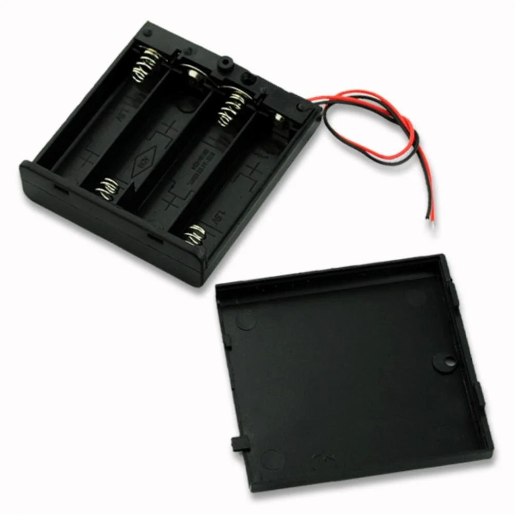 Black Plastic Storage Box Case Holder For Battery 4 X AA Cell Box