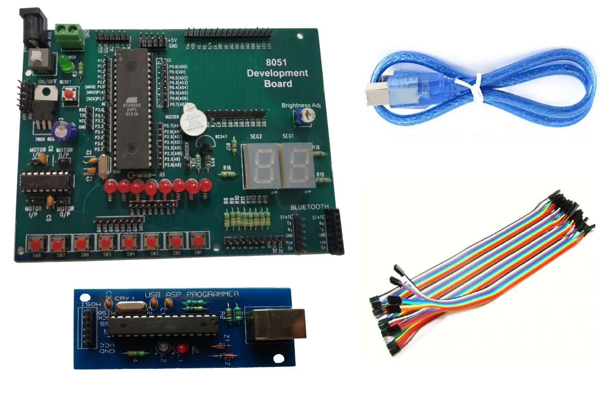89S51/52 Microcontroller Development Board With USB-ASP Programmer & 40-Pins Wires Combo