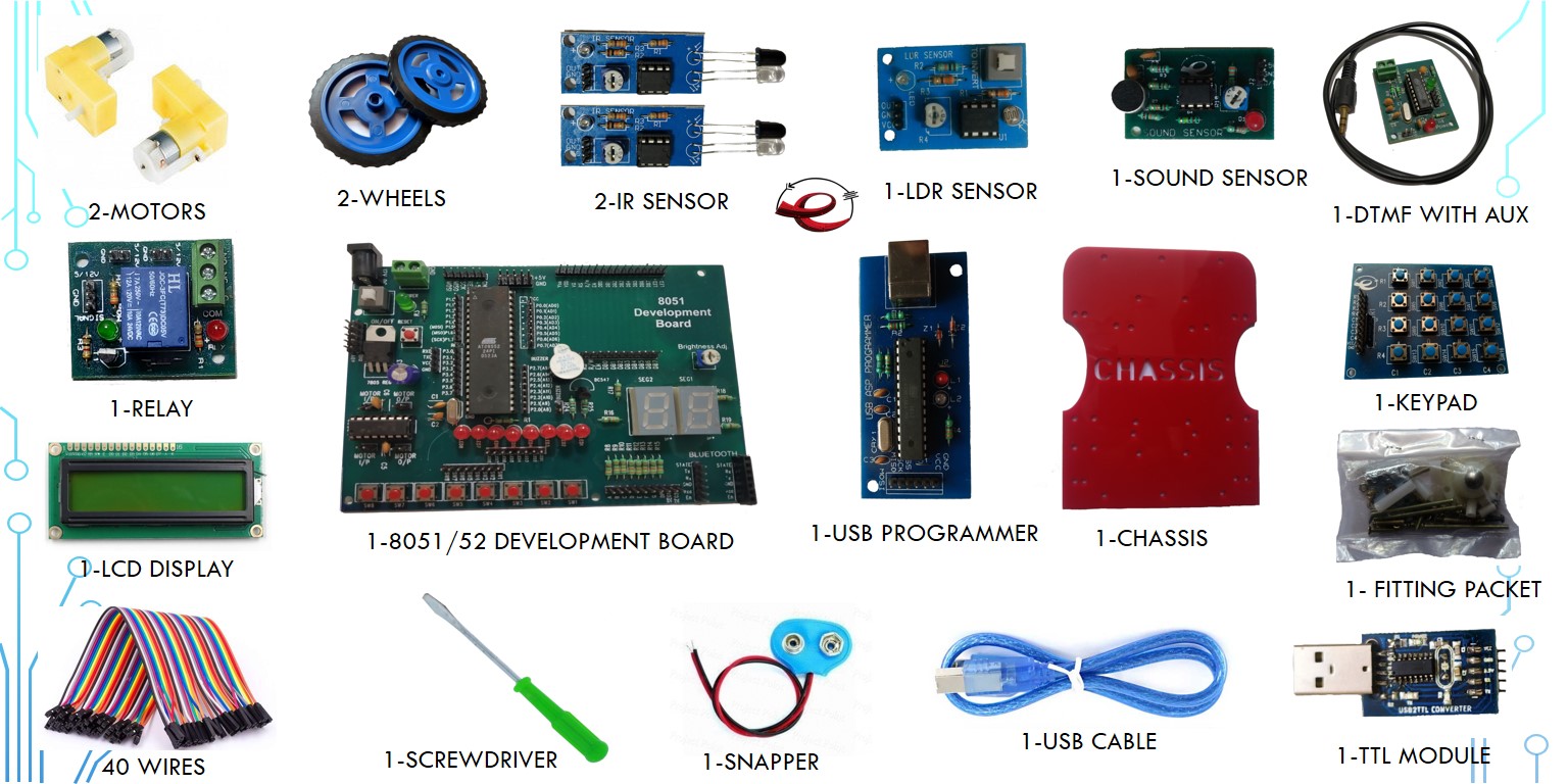 89S51/89S52 Microcontroller Development Advance DIY KIT(8051 Board + Programmer + Other Interfacing 