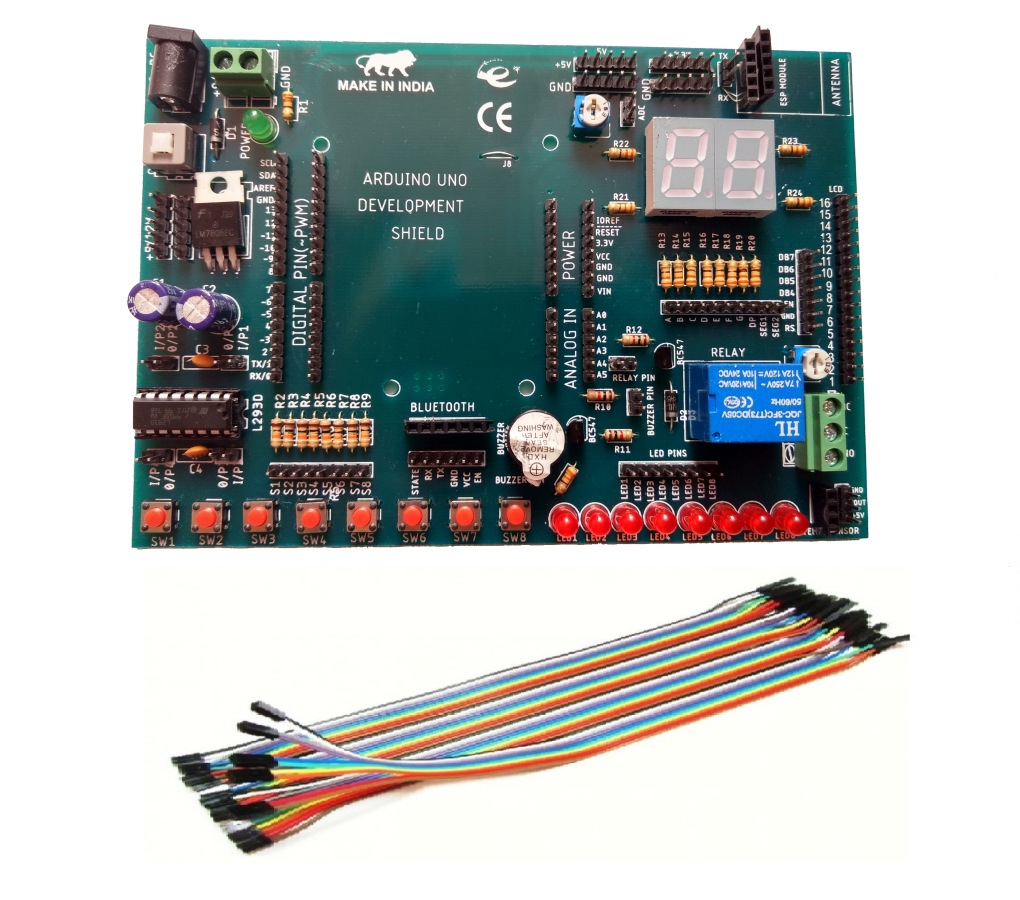  Development Board Shield With 20-Pins Wires Compatible For UNO R3 (WITHOUT ARDUINO BOARD)