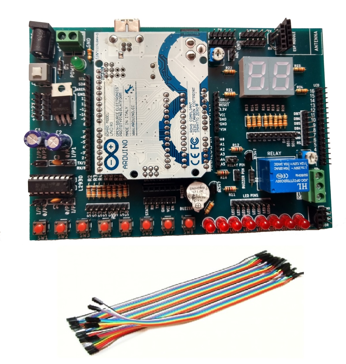 UNO Development Board Shield With UNO R3 & 20-Pin Wires Combo Set