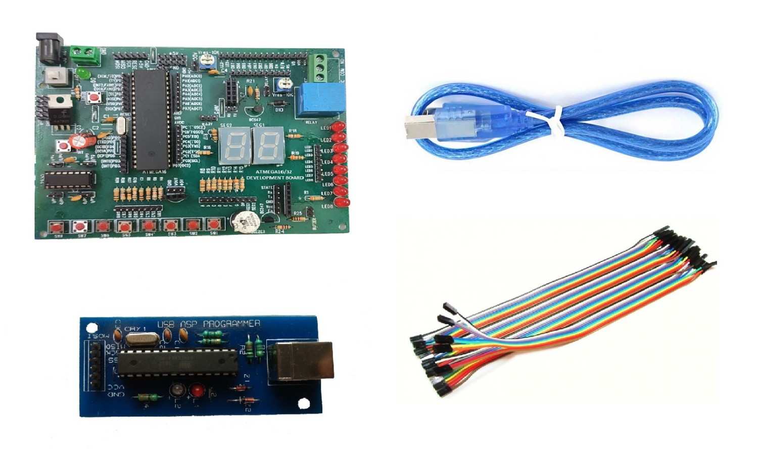 AVR Atmega16/32 Microcontroller Development Board With USB-ASP Programmer & 40-Pin Wires