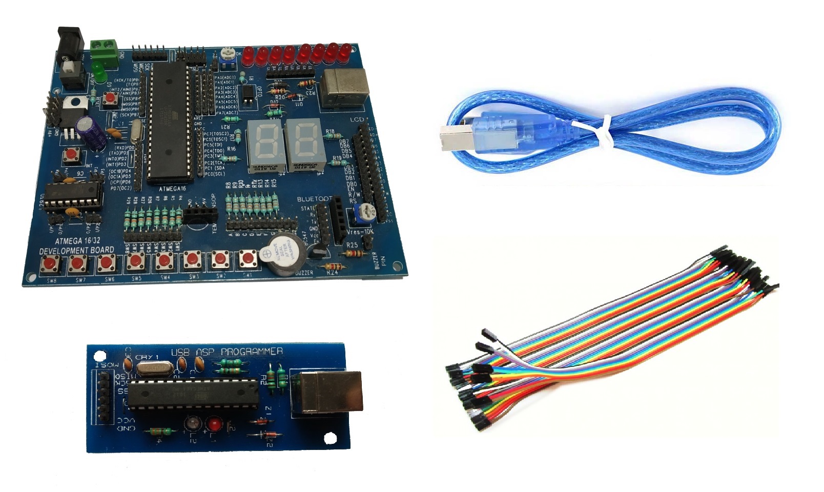 AVR Atmega16/32 Microcontroller Development Board With USB-ASP Programmer & 40-Pin Wires
