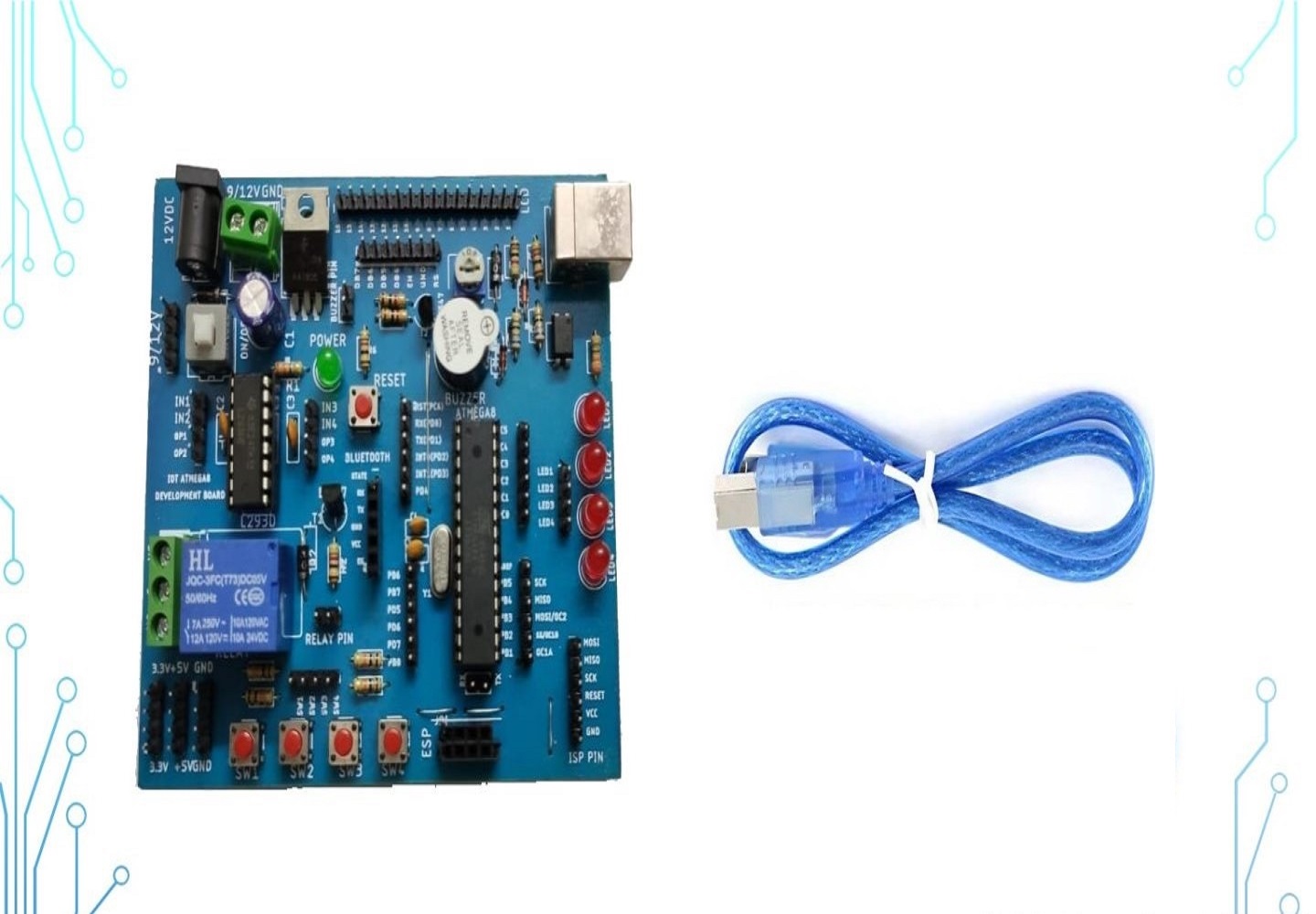 AVR ATMega8 Bootloader Development Board With USB Cable & 25-Pin Wires