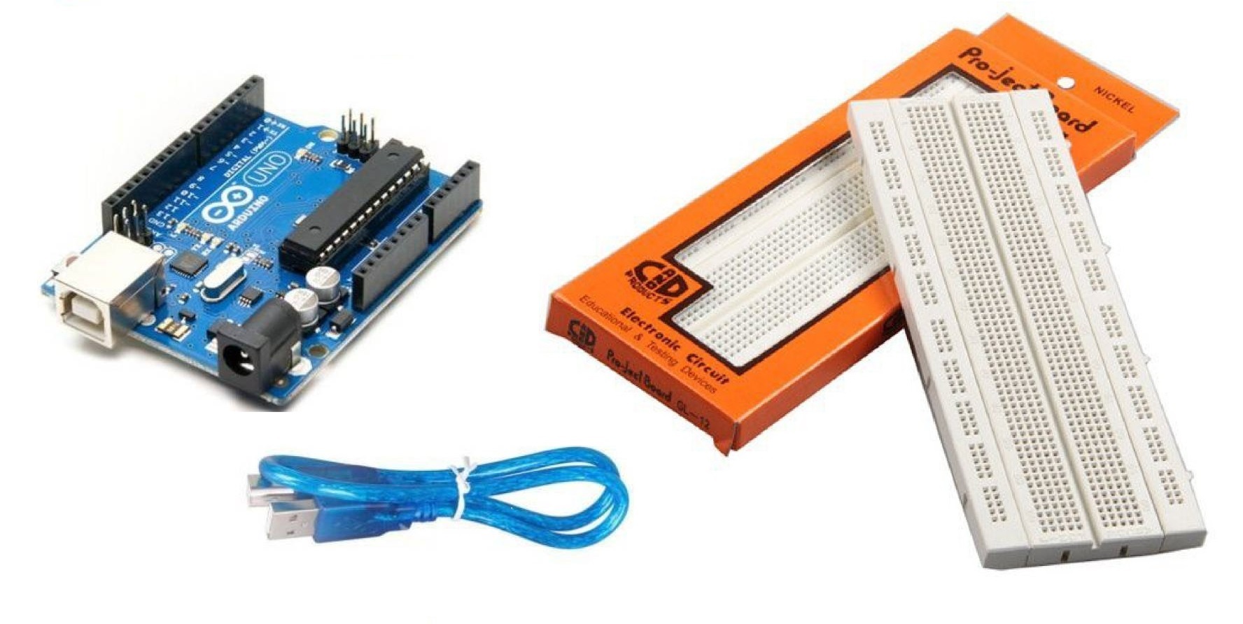 Arduino Uno R3 ATMega328 with 804 Point Breadboard & USB Cable Combo