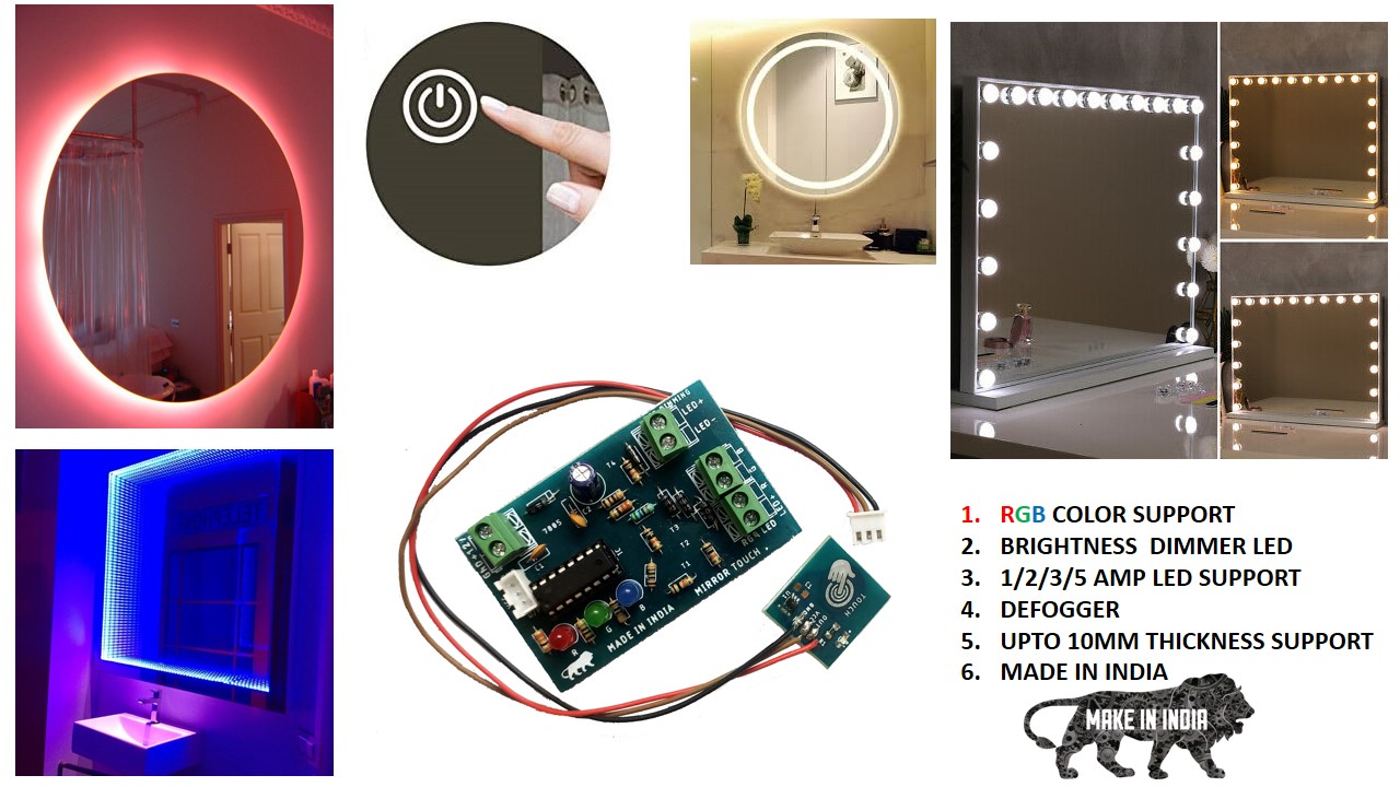 Mirror Touch Sensor With RGB & Dimmer Compatible Circuit 