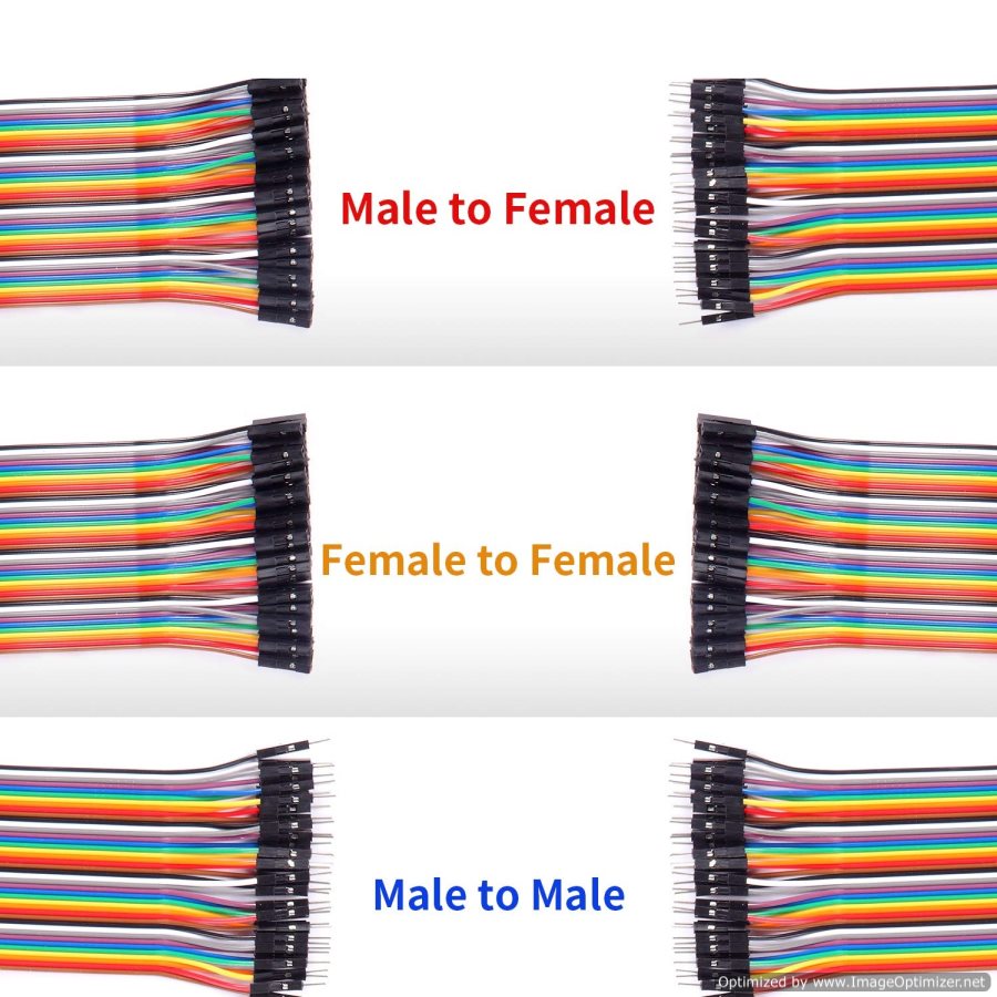 Multi-Color Jumper Breadboard Wires Male to Male, Male to Female & Female to Female (40 Each)