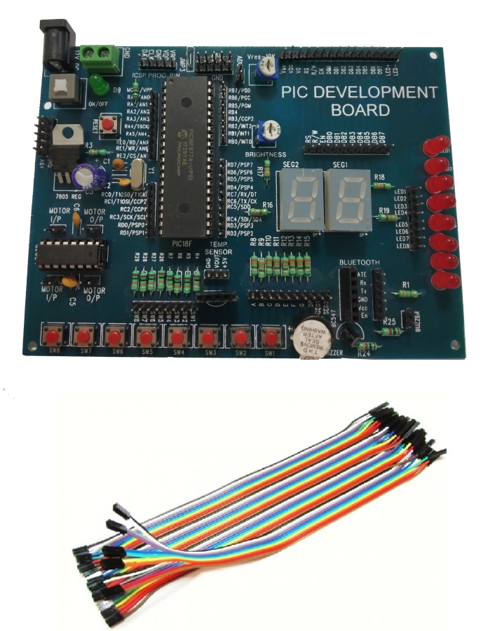 Microchip PIC16FXX Microcontroller Development Board With 35-Pin Wires