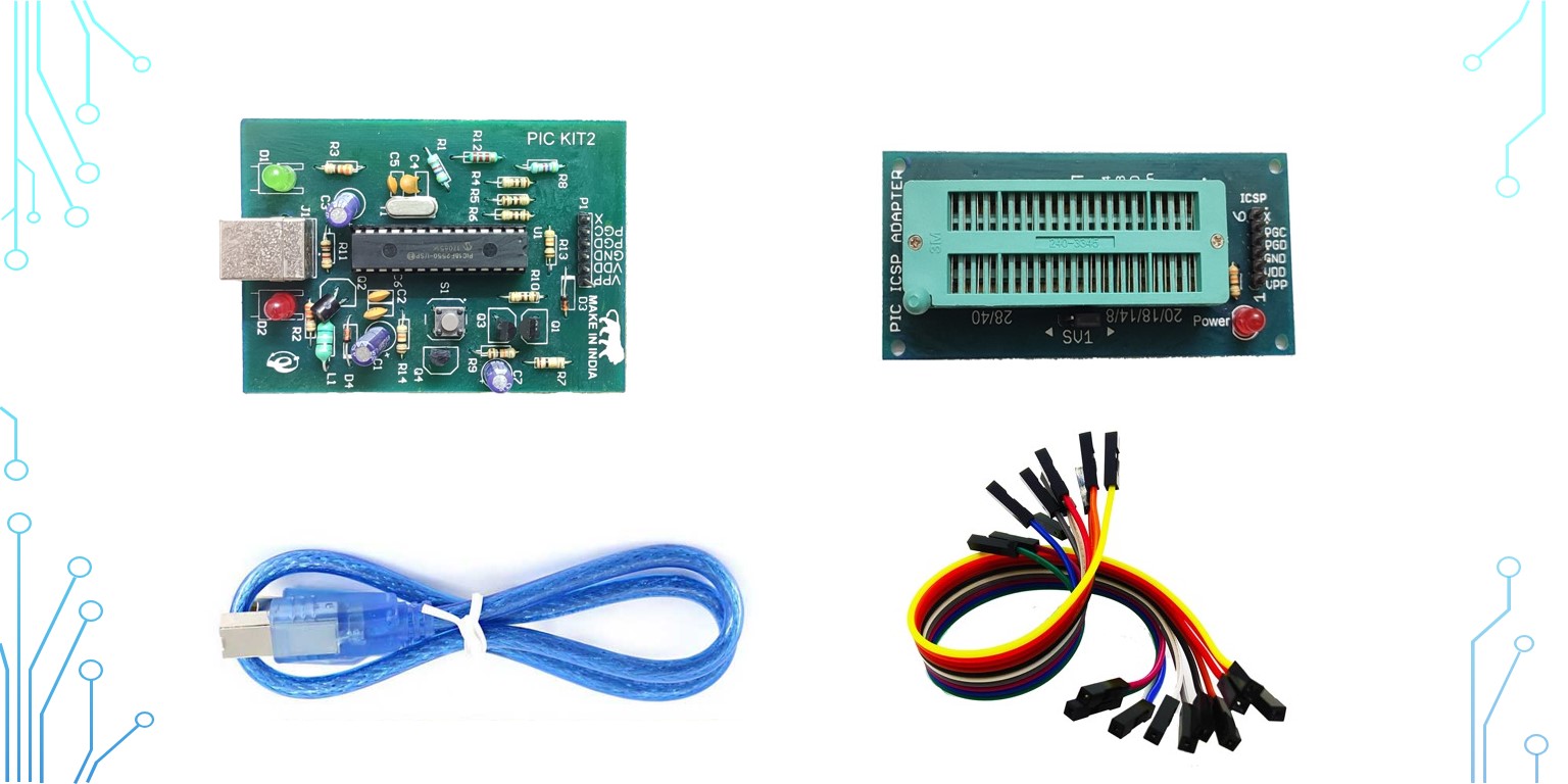 PIC KIT2 Programmer with Universal Header,USB cable & 6 Pin Wires