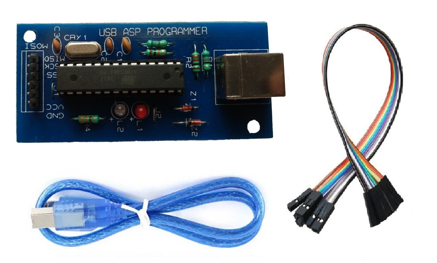 8051 & AVR USB-ASP Programmer (AT89SXX.. & AVR Series) With USB Cable & 6-Pin Wires