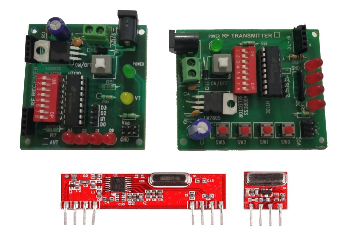 Wireless RF Encoder & Decoder Board With 433 Mhz Module & 6-Pin WIres