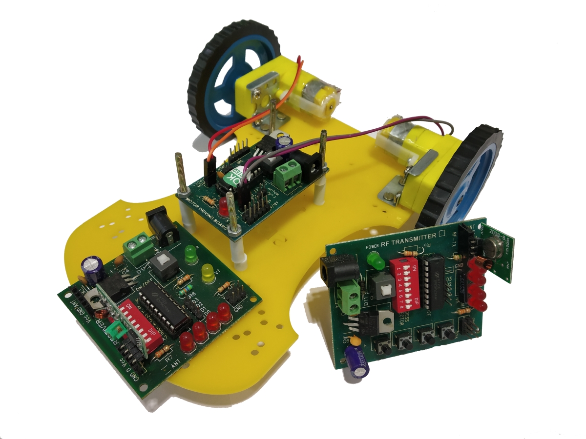 RF Wireless Controlled Non-Programmable Robotic DIY Kit (Without Microcontroller)