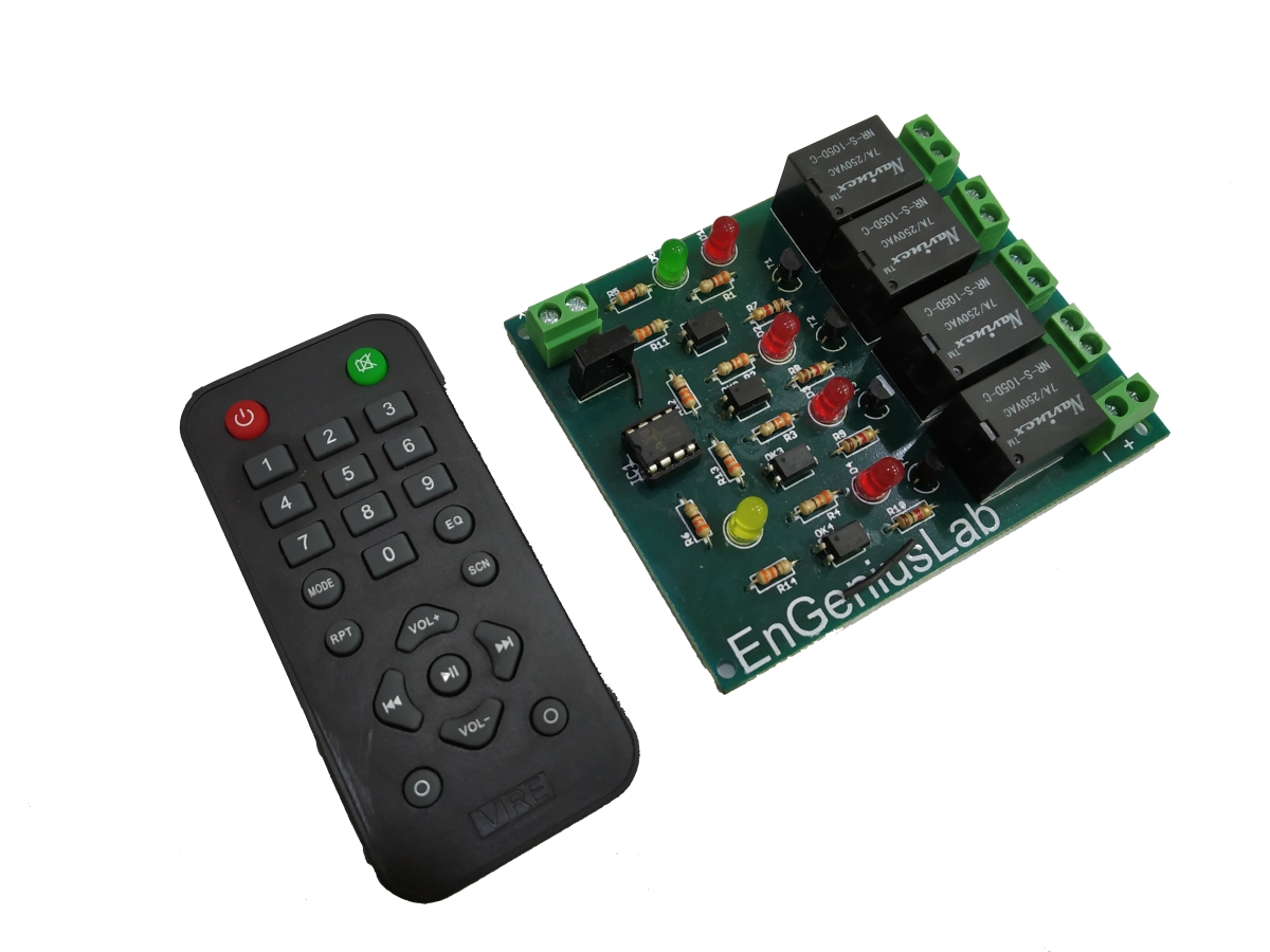 Wireless Control 4-Channel Relay Module With IR Remote