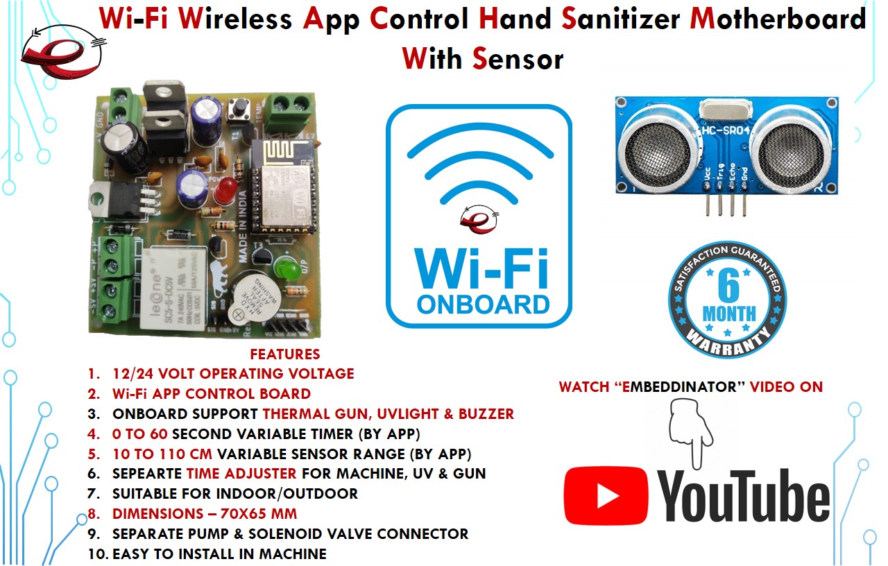 WiFi Wireless App Control Hand Sanitizer Motherboard With Sensor 