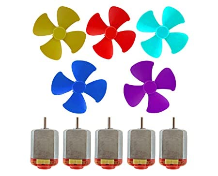 Combo of 5 Pcs Dc High Speed Toy Motor and 5 Pcs Toy Motor Fan (Propeller)