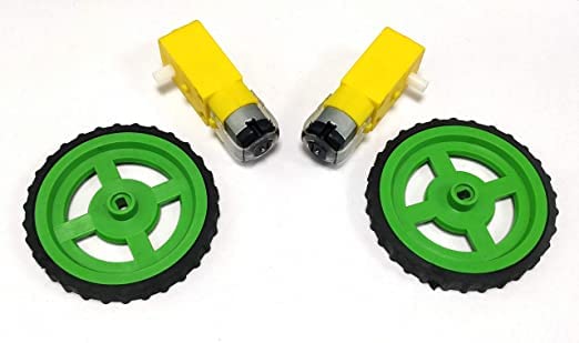 Combo of 2Pcs Single Shaft BO Motor Straight and 2 Pcs 70mmX8mm Wheel