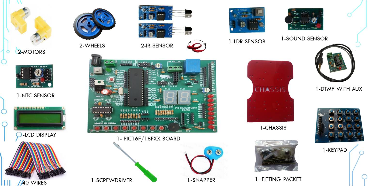 PIC Microcontroller Development Advance DIY Kit (PIC16Fxx Board + Other Interfacing Module)