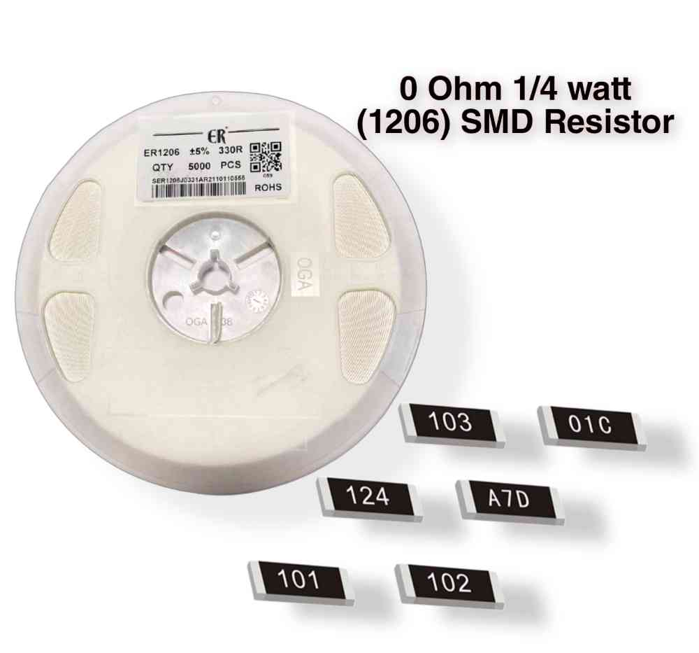 0 Ohm -0E- SMD Resistor 1206 - 50PCs