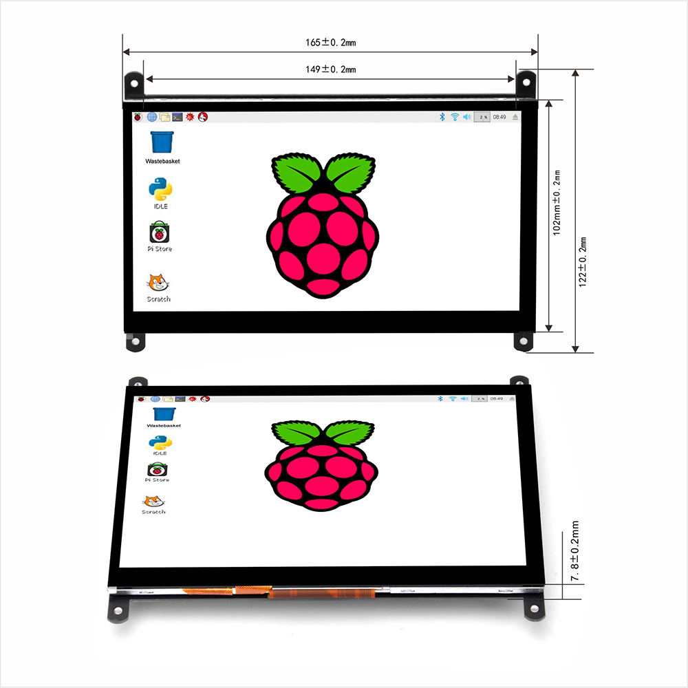 7 Inch (18cm) Capacitive Touch Screen For Rpi models (1024x600)